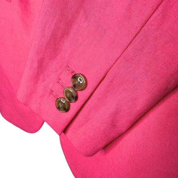 J.Crew Factory Linen Blend Long Sleeve Holland One Button Blazer Jacket 6 Pink - Picture 7 of 11